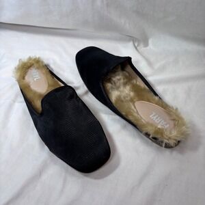 Faryl by Farylrobin Mule Loafers Womens 11 Black Faux Fur Lined Square Toe
